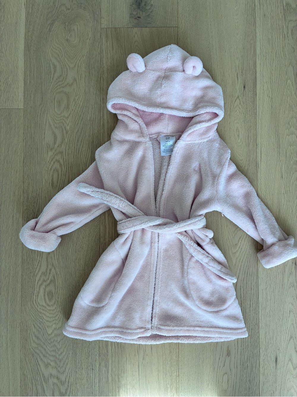 GAP plush Kids Bathrobe with Bear Ears - Soft Light Pink